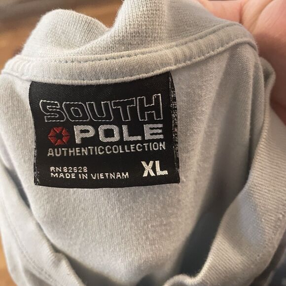 Vintage Y2K South Pole Grunge Spell Out T Shirt Size XL Light Blue - Picture 8 of 8